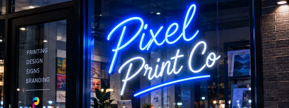 Esempio di insegne al neon personalizzate realizzate da Pixel Print Co., Toronto