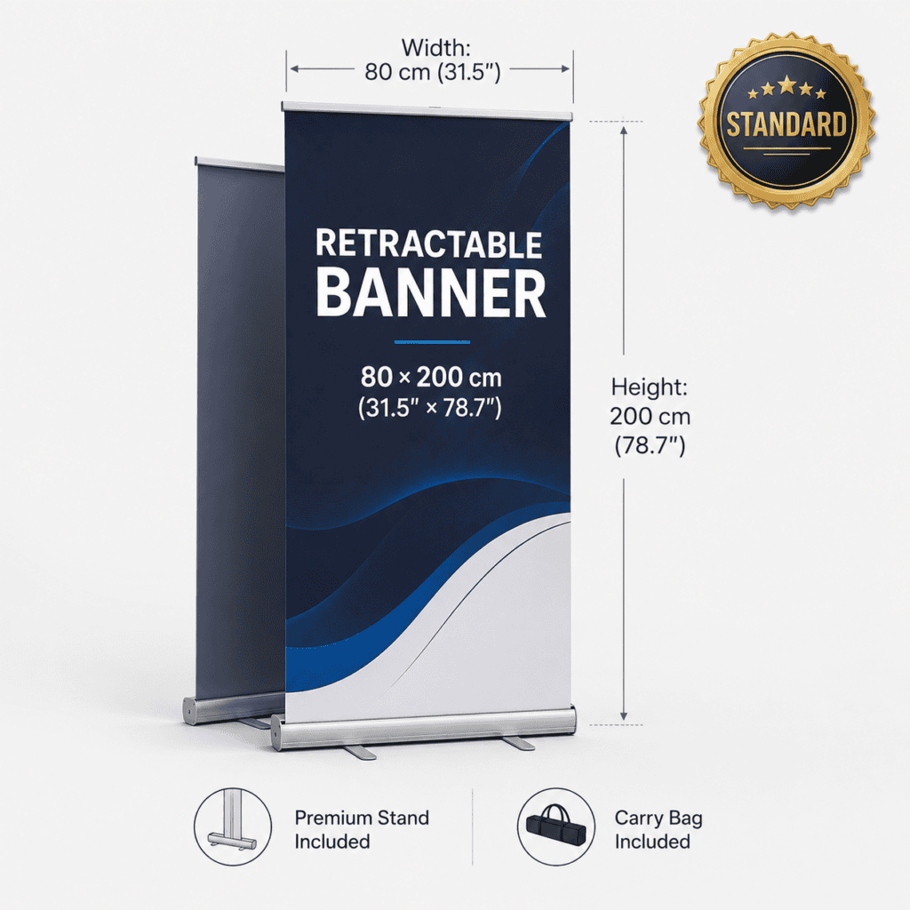 Cartel retráctil – 80 × 200 cm (31,5″ × 78,7″)