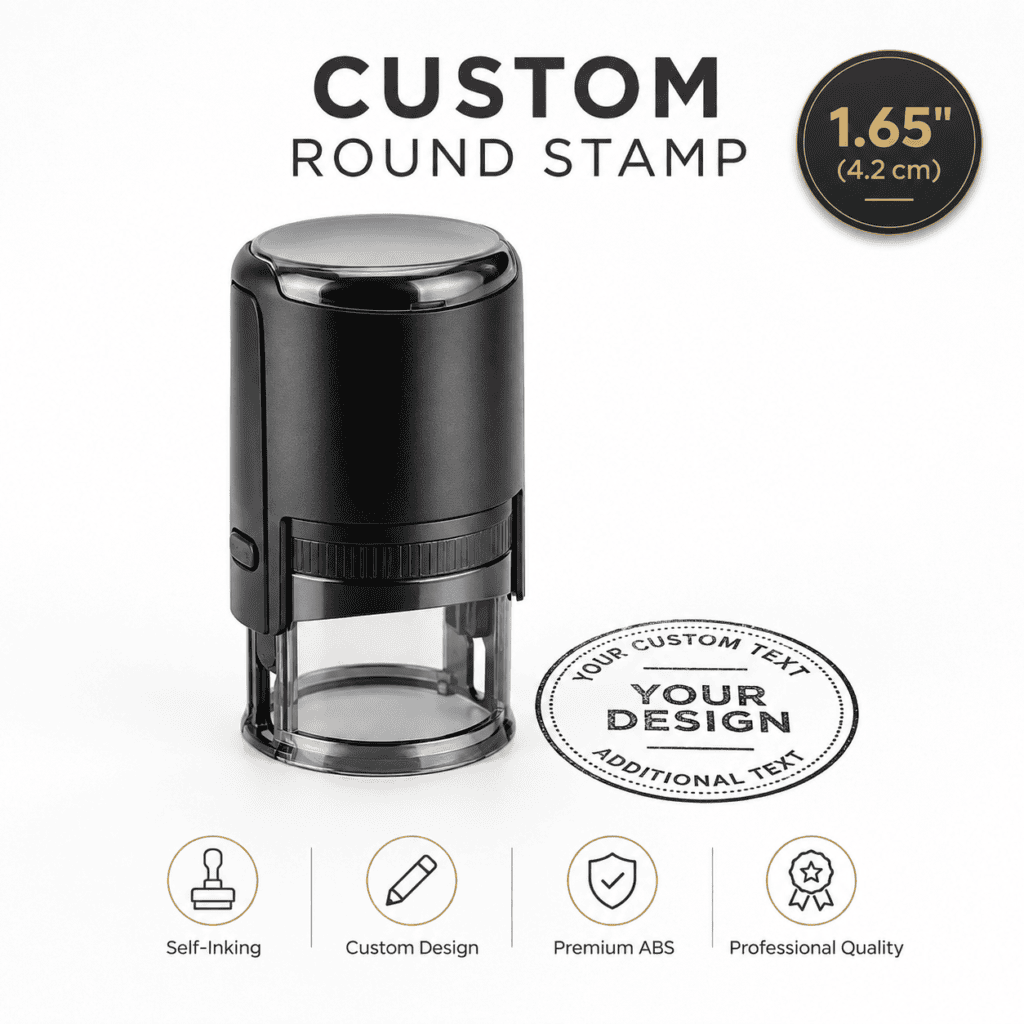 Custom Round Self-Inking Stamp – 1.65″ (4.2 cm) Personalized Rubber Stamp – stamp1